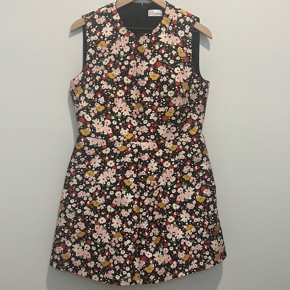 RED VALENTINO Chelsea Sleeveless Micro-Flower Jacquard Minidress Size 46 - Picture 3 of 13